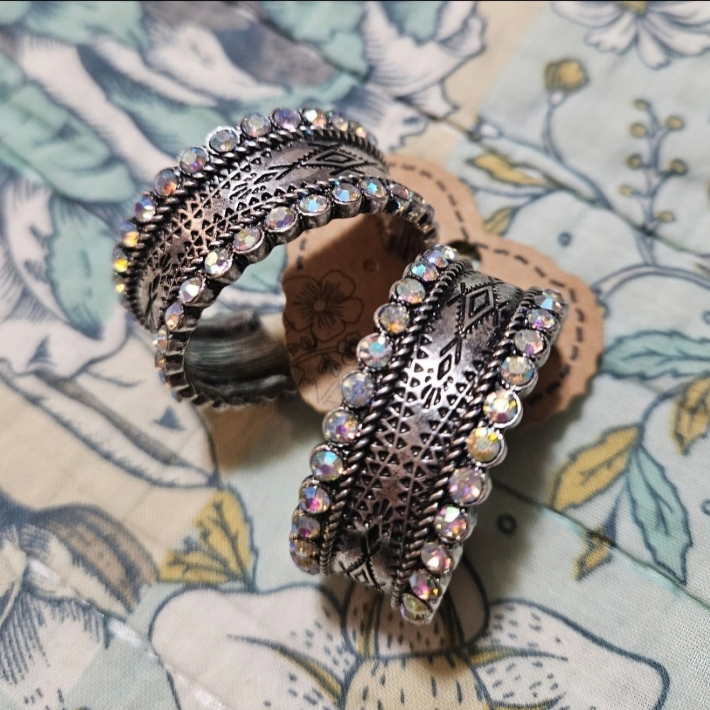 (SOLD) Sienna" Ab Rhinestone Western Hoops
